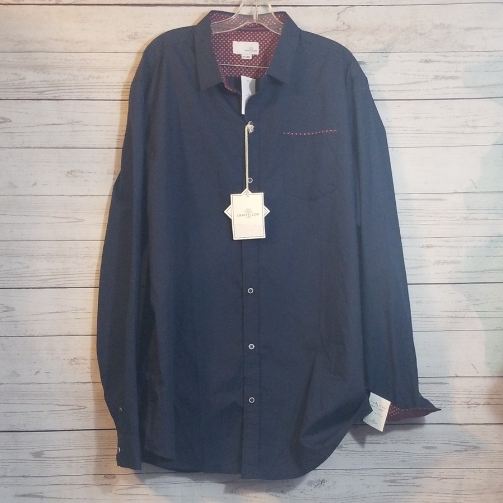 Mens LS Shirt.   NWT Craft + Flow Navy Blue 2XL